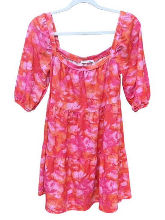 Sinsay Dresses & Skirts - Sinsay Womens Floral Mini Dress Pink Orange Size S Lightweight Flirty Romantic